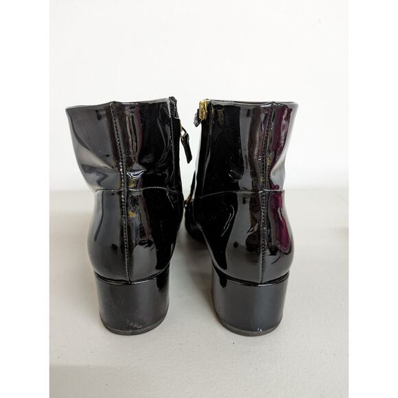 Burberry Chettle Black Patent Leather Link Detail Ankle Bootie Shoe Size Eur 39 - Picture 4 of 9